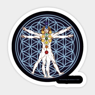 Vitruvian Man and Flower of Life Sticker